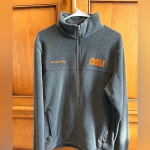 Columbia Charcoal Gray Fleece Jacket with Orange OSU Logo